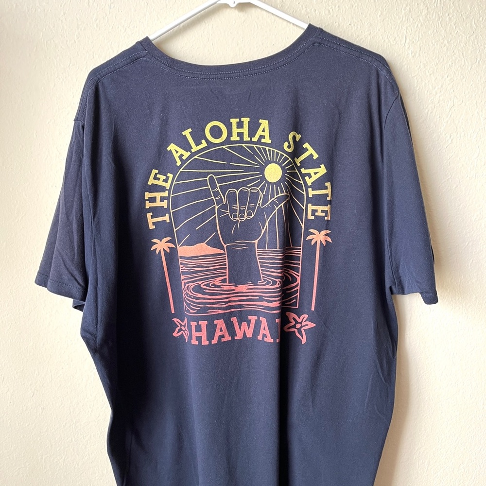 Aloha Hawaii State Navy Blue Men’s Black T-Shirt